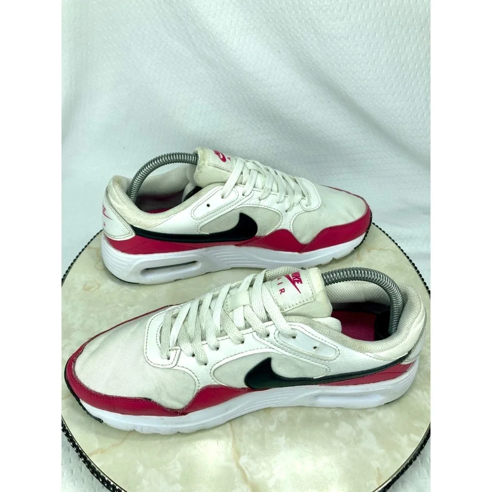 Nike Air Max SC Low Top Shoes Womens 9 White Red Sporty Streetwear Y2K Sneakers